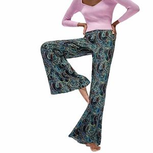 Zara Flare Wide Leg Trouser Pants Paisley Flare Print Blogger Favorite Size XS